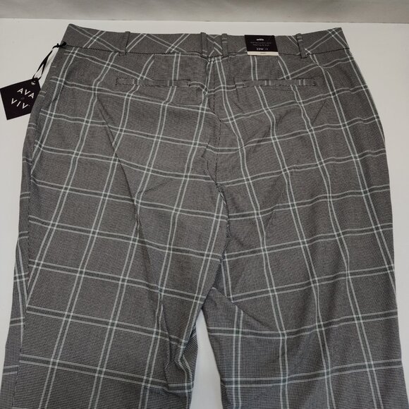 Ava & Viv Plaid Ankle Pant Mid-Rise Comfort Waist Stretch 22W Fitted Hip & Thigh - Picture 4 of 11